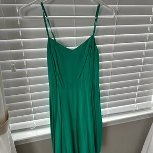 Elegant Green Spaghetti Strap Dress